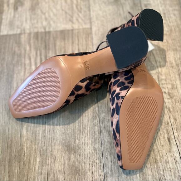 ZARA Leopard Print Mary Jane Block Heels NWT – Animal Print Buckled Strap Shoes - Picture 15 of 16